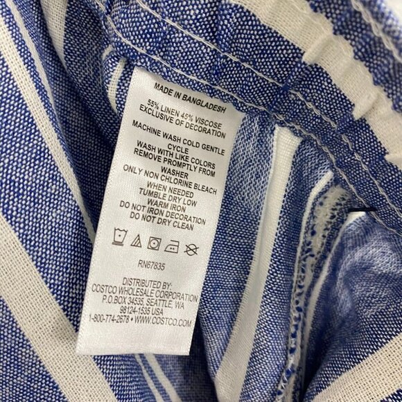 Nautica Linen Blend Shorts Women's XXL High Rise Blue White Stripe 5" 2XL NEW - Picture 11 of 12